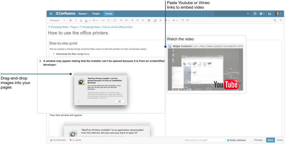 how to create presentations in confluence